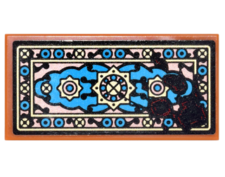 Tile 2 x 4 with Black and Dark Azure Oriental Rug with Black and Red Spatters Pattern (Sticker) - Set 70627