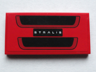 Tile 2 x 4 with White 'STRALIS' and Black Grille Pattern (Sticker) - Set 75913