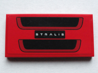 Tile 2 x 4 with White 'STRALIS' and Black Grille Pattern (Sticker) - Set 75913