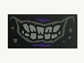 Tile 2 x 4 with Mouth with Sinister Smile and Crooked Teeth, Dark Bluish Gray Lips, Light Bluish Gray Teeth Pattern