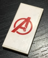 Tile 2 x 4 with Red Avengers Logo Pattern (Sticker) - Set 76049