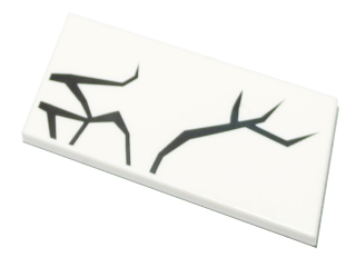 Tile 2 x 4 with Black Angled Lines / Cracks Pattern (BrickHeadz Armando Salazar Forehead)