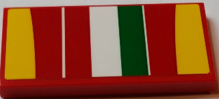 Tile 2 x 4 with Italian Flag and Yellow and Red Curved Stripes Pattern (Sticker) - Set 75908
