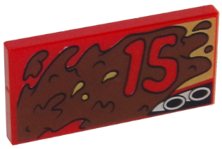 Tile 2 x 4 with Red '15' and Exhaust Pipes and Mud Splotches Pattern Model Left Side