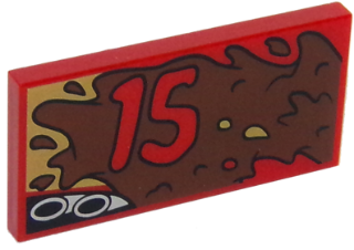 Tile 2 x 4 with Red '15' and Exhaust Pipes and Mud Splotches Pattern Model Right Side
