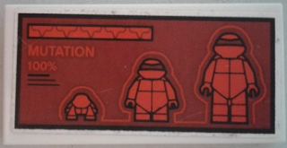 Tile 2 x 4 with Ninja Turtles and 'MUTATION 100%' on Dark Red Background Pattern (Sticker) - Set 79116