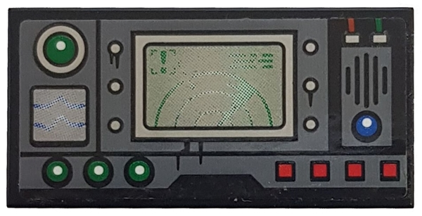 Tile 2 x 4 with Control Panel and Radar Screen Pattern (Sticker) - Set 70603