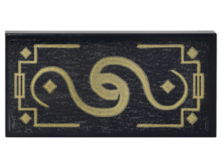 Tile 2 x 4 with Gold Geometric Border with Diamonds and Swirls Pattern (Sticker) - Set 70620