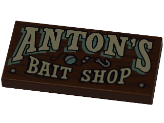 Tile 2 x 4 with ANTON'S BAIT SHOP Pattern