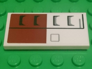 Tile 2 x 4 with SW White and Dark Red Tank Armor Pattern Model Left (Sticker) - Set 75182