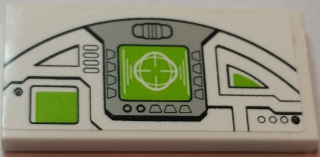 Tile 2 x 4 with Pilot Console with Lime and White HUD Display Pattern Model Right Side (Sticker) - Set 75021