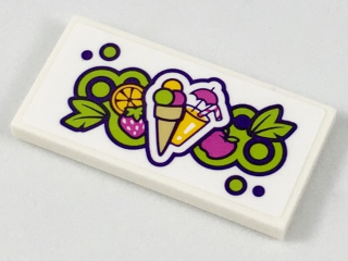 Tile 2 x 4 with Fruit, Sorbet, and Tropical Drink Pattern (Sticker) - Set 41313