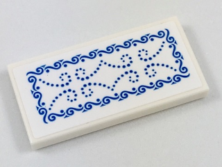 Tile 2 x 4 with Ornate Rug with Blue Scrollwork Pattern (Sticker) - Set 41187