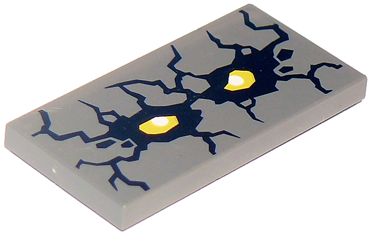 Tile 2 x 4 with Rock Creature Face with Yellow Eyes Pattern