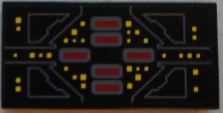 Tile 2 x 4 with Yellow Squares and Red Rectangles Pattern (Sticker) - Set 9515