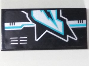 Tile 2 x 4 with Silver and Medium Azure Ultra Agents Logo and Vents Left Pattern (Sticker) - Set 70165