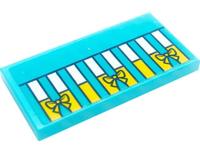 Tile 2 x 4 with Eight White and Bright Light Orange Rectangles with Three Bows Pattern (Sticker) - Set 41318