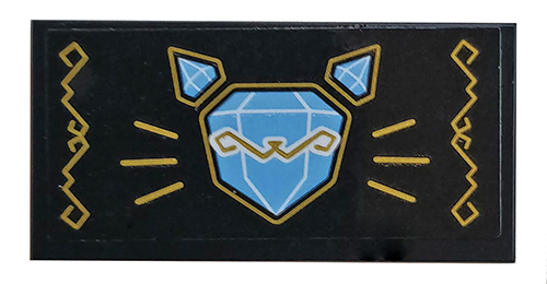 Tile 2 x 4 with Diamond Cat Pattern (Sticker) - Set 70902