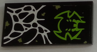 Tile 2 x 4 with Spider Web and Spider Logo on Black Background Pattern Model Left Side (Sticker) - Set 70133