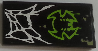 Tile 2 x 4 with Spider Web and Spider Logo on Black Background Pattern Model Right Side (Sticker) - Set 70133