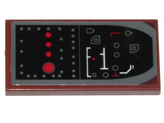 Tile 2 x 4 with SW Speeder Bike Gray and Red Steering Buttons Pattern (Sticker) - Set 75532