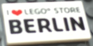 Tile 2 x 4 with 'I Heart LEGO STORE BERLIN' Pattern