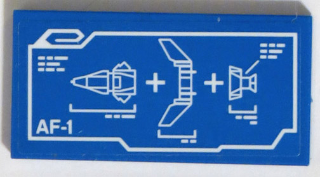 Tile 2 x 4 with White AF-1 Rocket Mechanical Drawing Blueprint Pattern (Sticker) - Set 70596