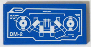 Tile 2 x 4 with White DM-2 Mechanical Drawing Blueprint Pattern (Sticker) - Set 70596
