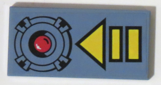 Tile 2 x 4 with Red Panic Button and Yellow Arrow (Triangle and Rectangles) Pattern (Sticker) - Set 70596