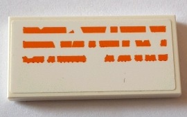 Tile 2 x 4 with 3 Dotted Orange Lines / Stylized  Alien Characters Pattern (Sticker) - Set 75144