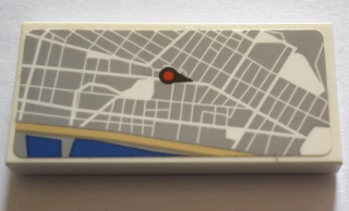 Tile 2 x 4 with Map Street Level with Red Pin Pattern (Sticker) - Set 75827