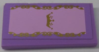 Tile 2 x 4 with Gold Crown and Swirls Pattern (Sticker) - Set 41055