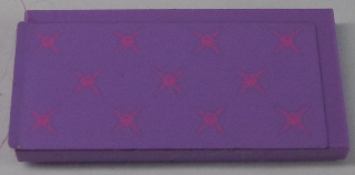 Tile 2 x 4 with Magenta Stars Pattern (Sticker) - Set 41055