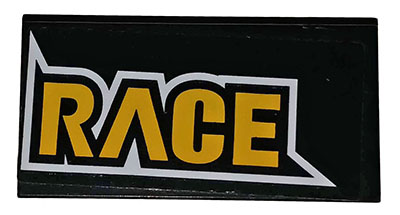 Tile 2 x 4 with Yellow 'RACE' Pattern (Sticker) - Set 60144