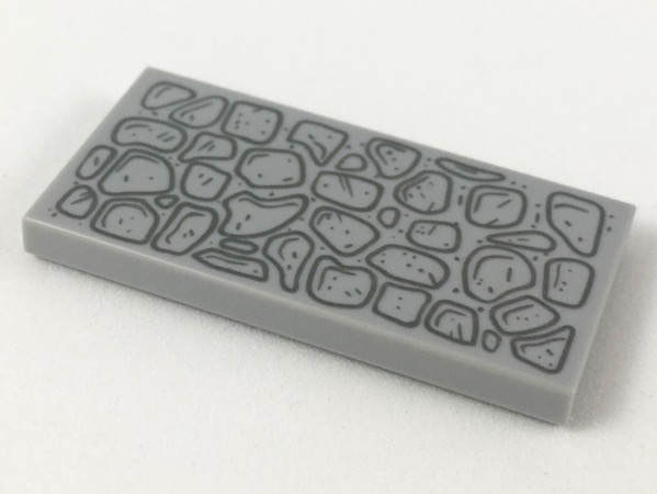 Tile 2 x 4 with Dark Bluish Gray Cobblestone Outlines Pattern