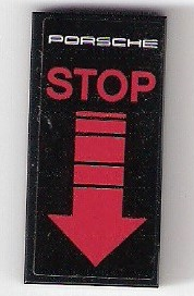 Tile 2 x 4 with White 'PORSCHE' and Red 'STOP' and Arrow on Black Background Pattern (Sticker) - Set 75876
