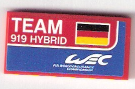 Tile 2 x 4 with 'TEAM 919 HYBRID', German Flag and 'WEC FIA WORLD ENDURANCE CHAMPIONSHIP' Pattern (Sticker) - Set 75876