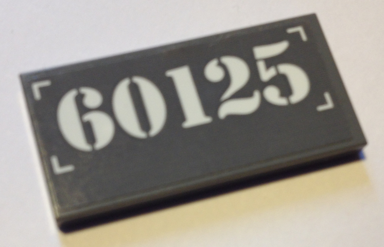 Tile 2 x 4 with White '60125' Pattern (Sticker) - Set 60125