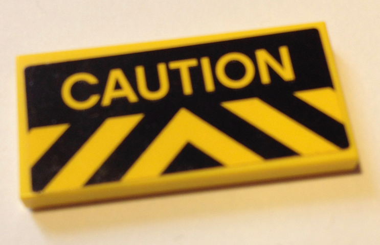 Tile 2 x 4 with Yellow and Black Chevron Danger Stripes and 'CAUTION' Pattern (Sticker) - Set 60125