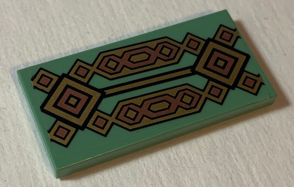 Tile 2 x 4 with Pearl Gold and Copper Diamonds Pattern (Sticker) - Set 79018