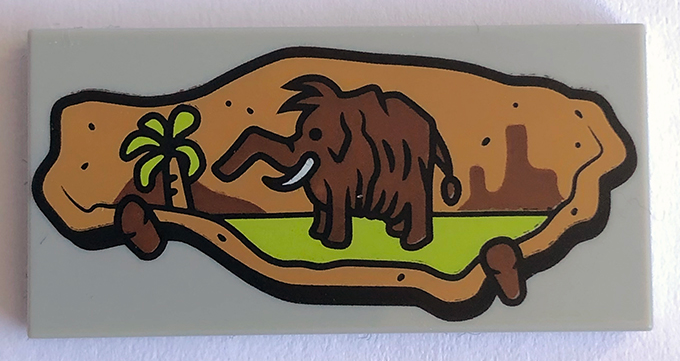 Tile 2 x 4 with Stone and Woolly Mammoth Pattern