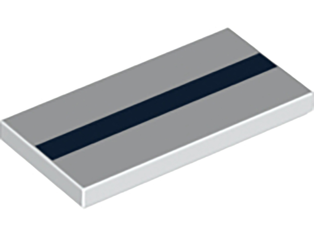 Tile 2 x 4 with Dark Blue Stripe Pattern