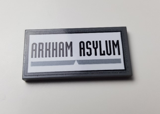 Tile 2 x 4 with 'ARKHAM ASYLUM' Pattern (Sticker) - Set 70912