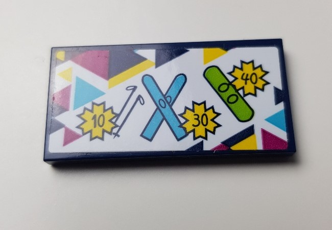 Tile 2 x 4 with Ski Poles, Skis, Snowboard and Rental Prices '10', '30', '40' Pattern (Sticker) - Set 41324