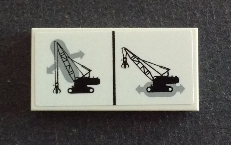 Tile 2 x 4 with Crane Operating Instructions for Arm and Tread Movement Pattern (Sticker) - Set 42042