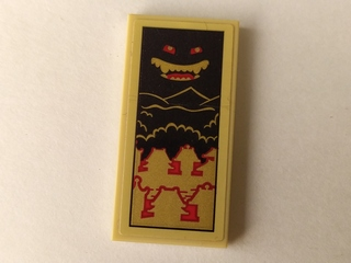 Tile 2 x 4 with Gold Houses, Black Sky and Garmadon Face Pattern (Sticker) - Set 70643