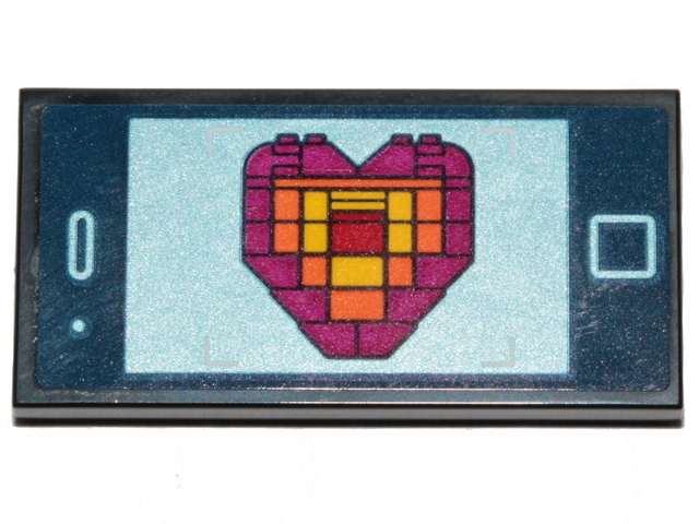 Tile 2 x 4 with Cell Phone / Smartphone with Heart from Bricks (Emmet's 'Piece' Offering) Pattern (Sticker) - Set 70838