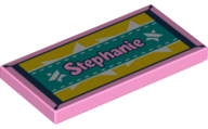 Tile 2 x 4 with 'Stephanie' and Beach Towel Pattern