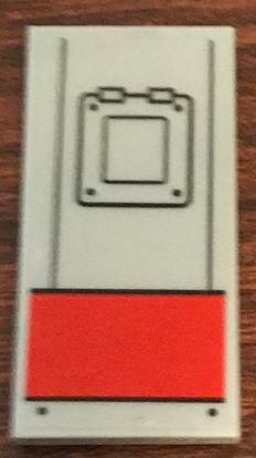 Tile 2 x 4 with Red Rectangle and Black Lines Hatch Pattern (Sticker) - Set 76127