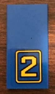 Tile 2 x 4 with Yellow Number '2' on Blue Background Pattern (Sticker) - Set 21311